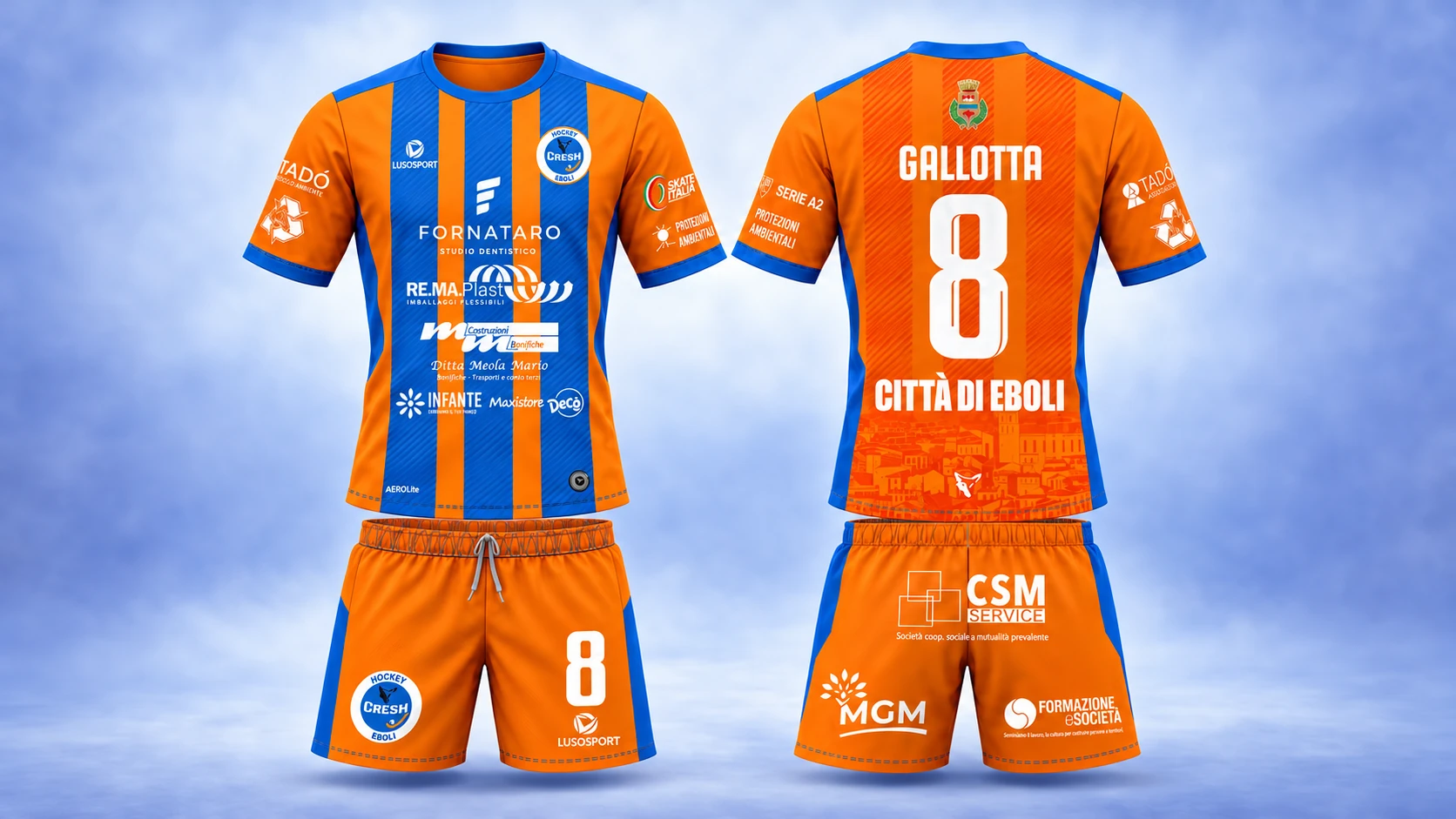 Nuova divisa CRESH Eboli: fronte e retro di maglia e pantaloncini